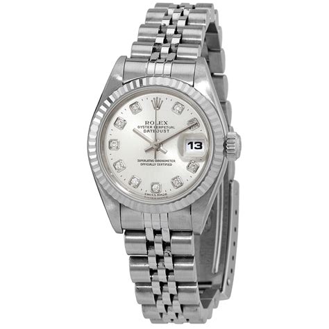 pre-owned rolex datejust automatic diamond silver dial ladies watch 69174sdj|pre owned Rolex Datejust.